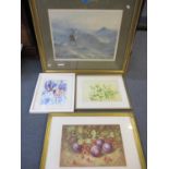 Mixed prints to include a limited edition Worcester fruit print by H Ayrton