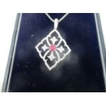 A Tivon 18ct white gold pendant set with diamonds, approximately 0.27ct on a fine chain