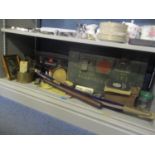 A mixed lot of mainly military related items to include a cartridge box, trench art, truncheon and