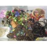Mixed costume jewellery to include hat pins, necklaces, bangles and other items