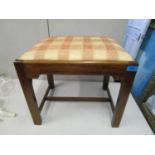 A mahogany upholstered stool, 16" x 18" x 14 1/8"