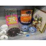 Miscellaneous items to include a Coronation pop up book, a Wedgwood black basalt plate and other