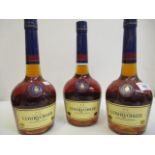 Three bottles of Courvoisier VS Cognac Brandy, 70cl Location RWB