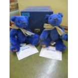 A pair of 1995 Merrythought blue sapphire anniversary limited edition teddy bears, numbered 1658 and