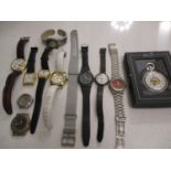 A group of gents and ladies wristwatches A/F, together with a modern Heritage Collection pocket