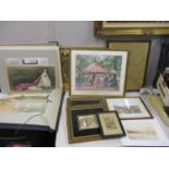 Pictures to include a portfolio from members of the Tower family, a tapestry, a modern needlework