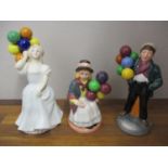 Royal Doulton Balloon Girl and Balloon Boy HN2818 and HN2934 respectively, dated 1981 and 1983,