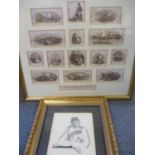 A framed and glazed montage of bank note specimens by the BA Bank Note Group, along with an