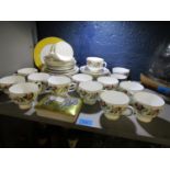 A Wedgwood Hathaway Rose pattern teaset, a Wedgwood pot and cover decorated with a lion