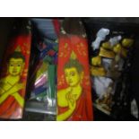 Mixed Oriental export items to include Buddha ornaments, wall hanging plaques and other items to