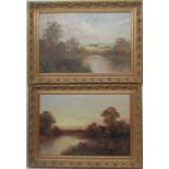 Late 19th Century British School - a pair of Devon country scenes with a cottage by water, oil on