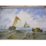 John Henry - 'Choppy Waters' oil on canvas, 35" x 24" signed lower left hand corner, in ornate