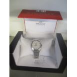 A mid size Tissot wristwatch with diamond baton numerals, boxed with papers