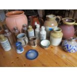A selection of miscellaneous stoneware to include mixed ginger beer flasks