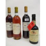 One bottle of Thomas Hardy Ale, limited bottle, two bottles of Rieussec Sauternes 1983 and one