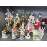 Mixed porcelain figures to include a Worcester The Parakeet, Worcester Lets Run, Capodimonte and