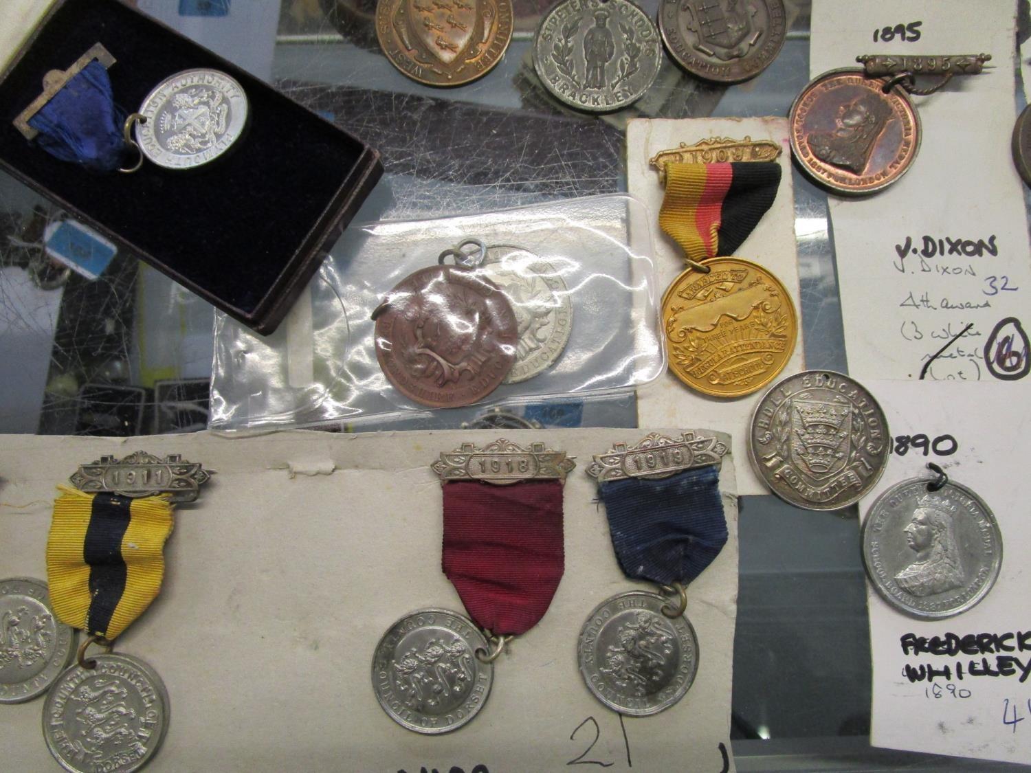 A collection of Victorian and Edwardian school and Education silver, bronze and metal medals, a - Image 2 of 7