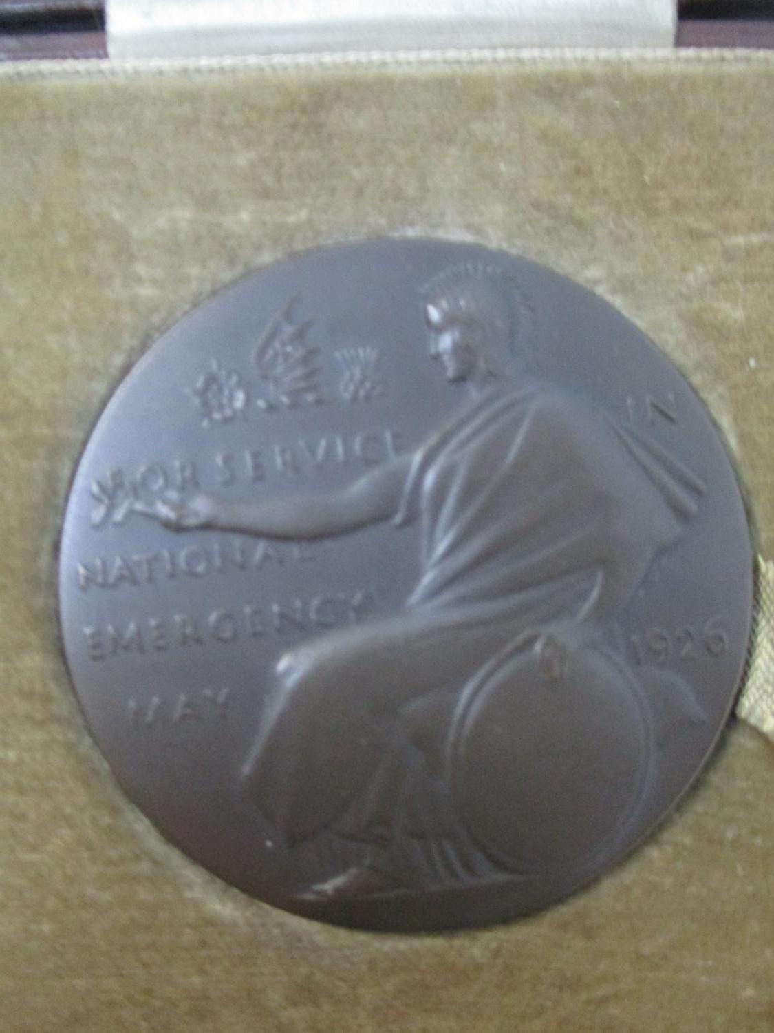 Medals and medallions to include an LMSR General Strike medal 1926 by E Gillick in bronze case, - Image 3 of 6