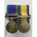 A General Service Campaign medal with Northern Ireland bar and Gulf Medal 1990 -91 with bar two