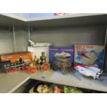 A group of five Japanese/Chinese novelty radios, some boxed, to include a Super Jet Fighter solid