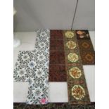 Mixed tiles to include seven Mintons mosaic tiles and various other Mintons tiles