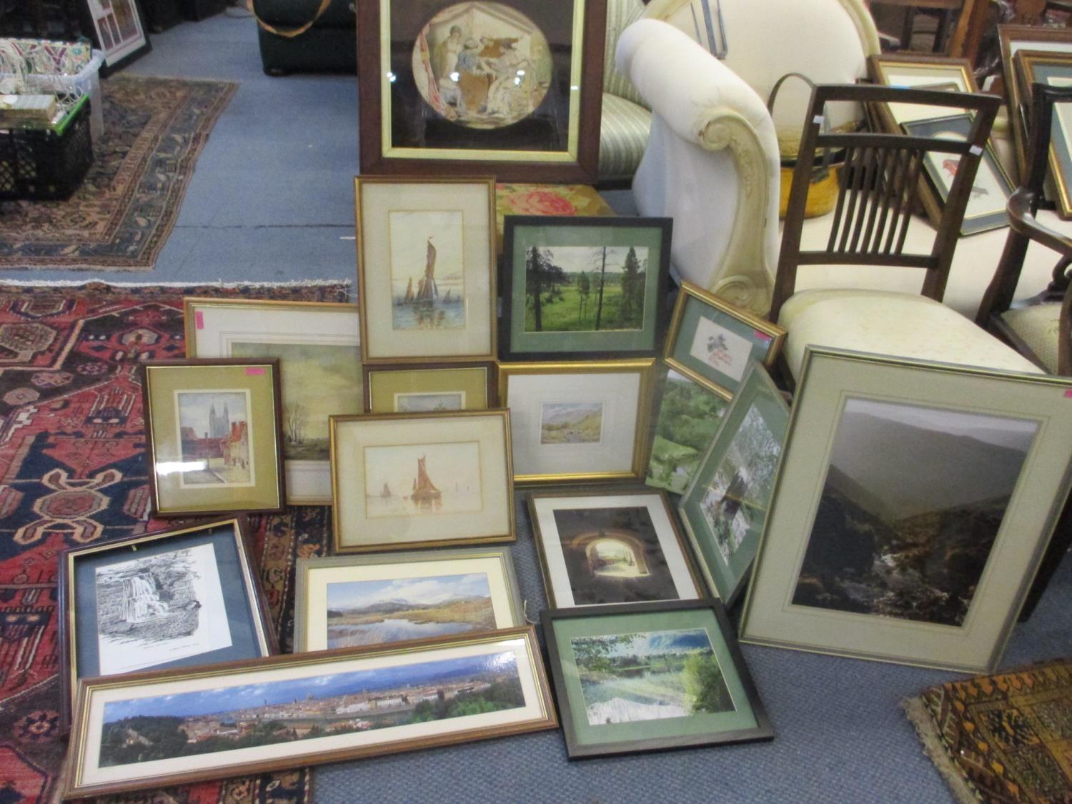 A small quantity of miscellaneous watercolours to include a framed and glazed watercolour - Image 2 of 2