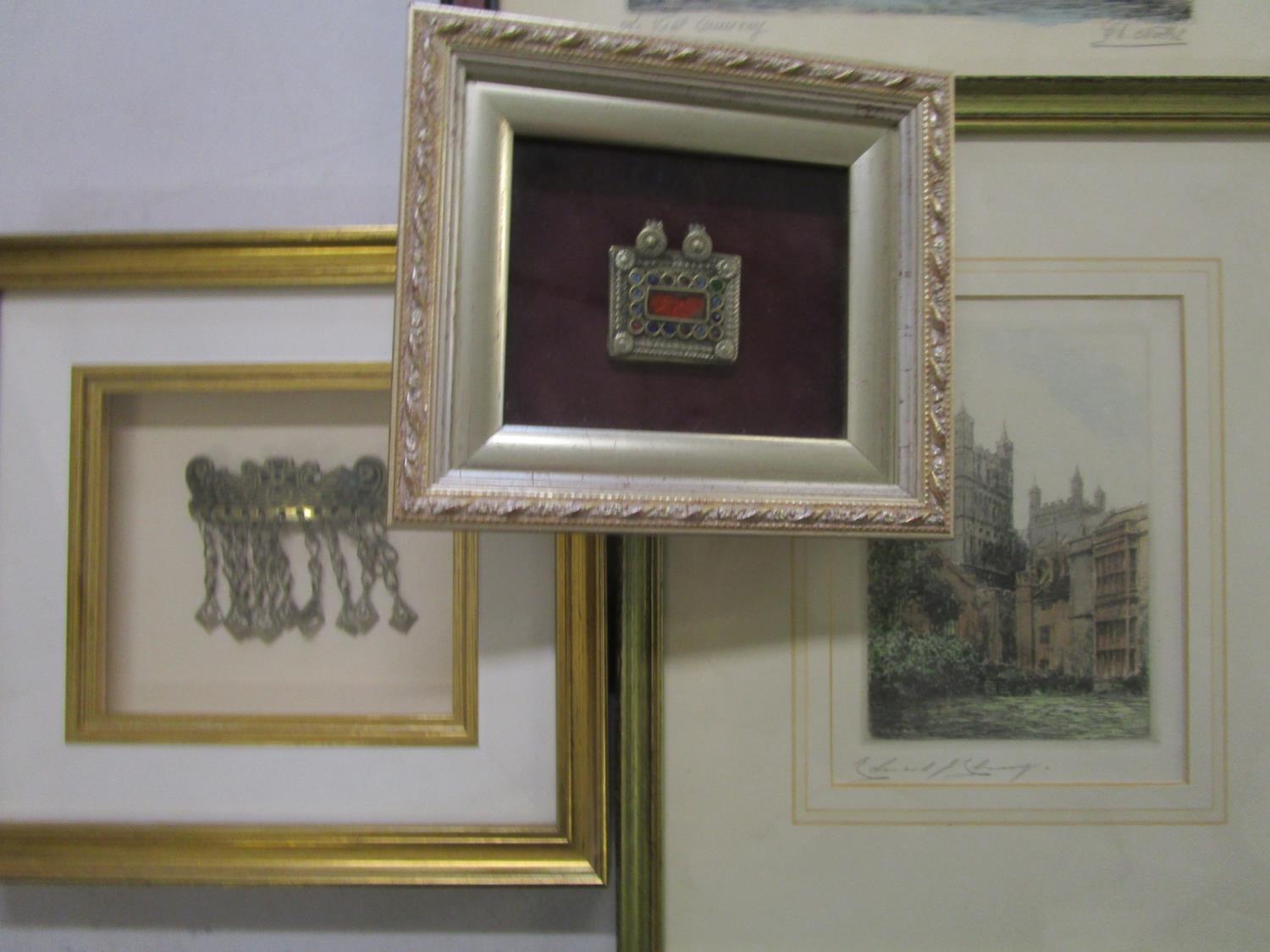 A quantity of framed and glazed engravings, watercolours, limited edition prints, and two white - Image 5 of 6