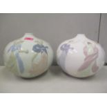 Two Lladro bulbous vases, decorated with Grecian females, 8 1/4"h x 8 1/2"w