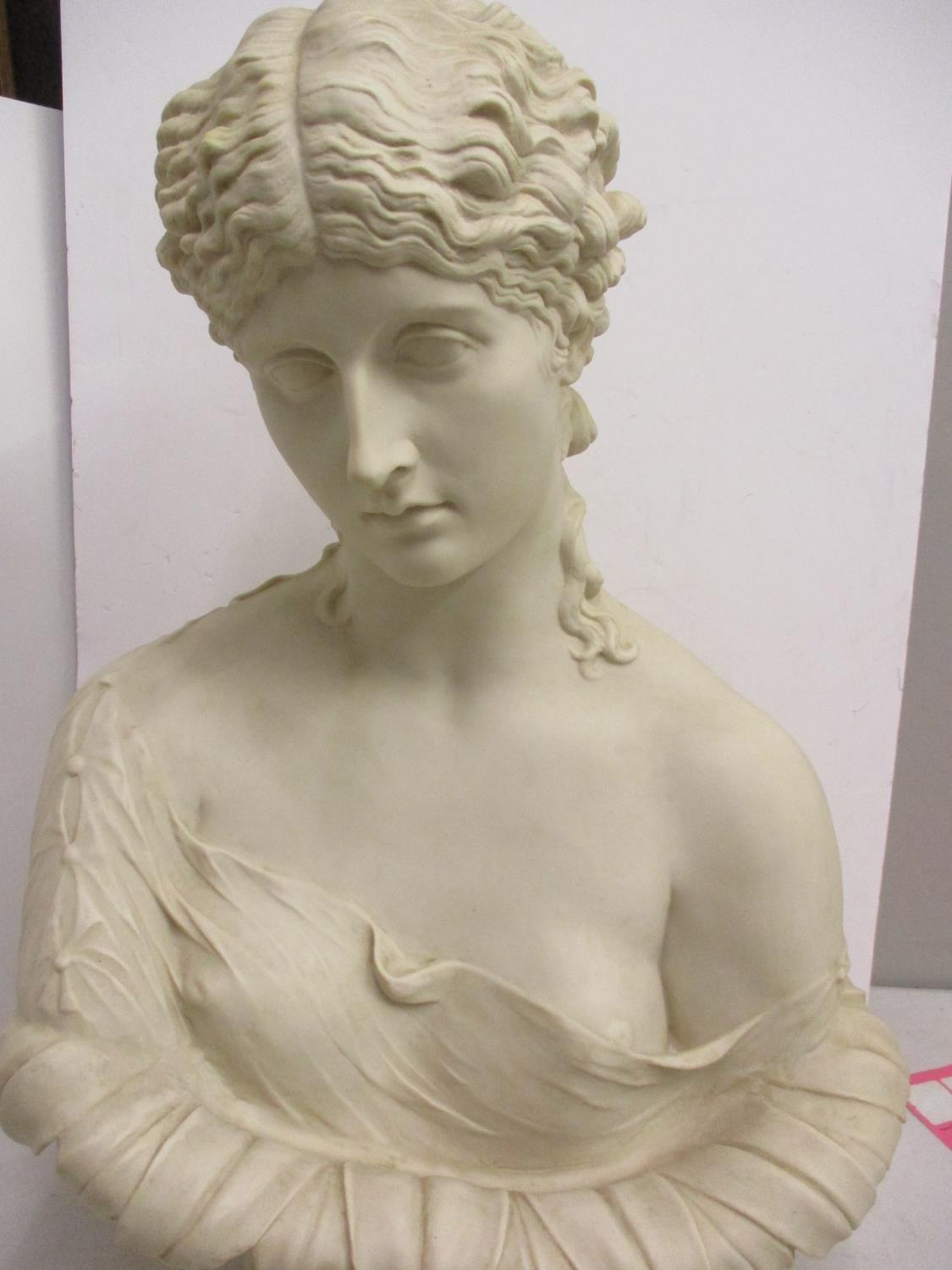 A reproduction composition bust of a neo-classical lady, 67cm high - Image 2 of 2