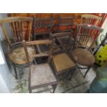 Seven mixed Victorian and later chairs to include threepenny chairs, two bar backs and two spindle