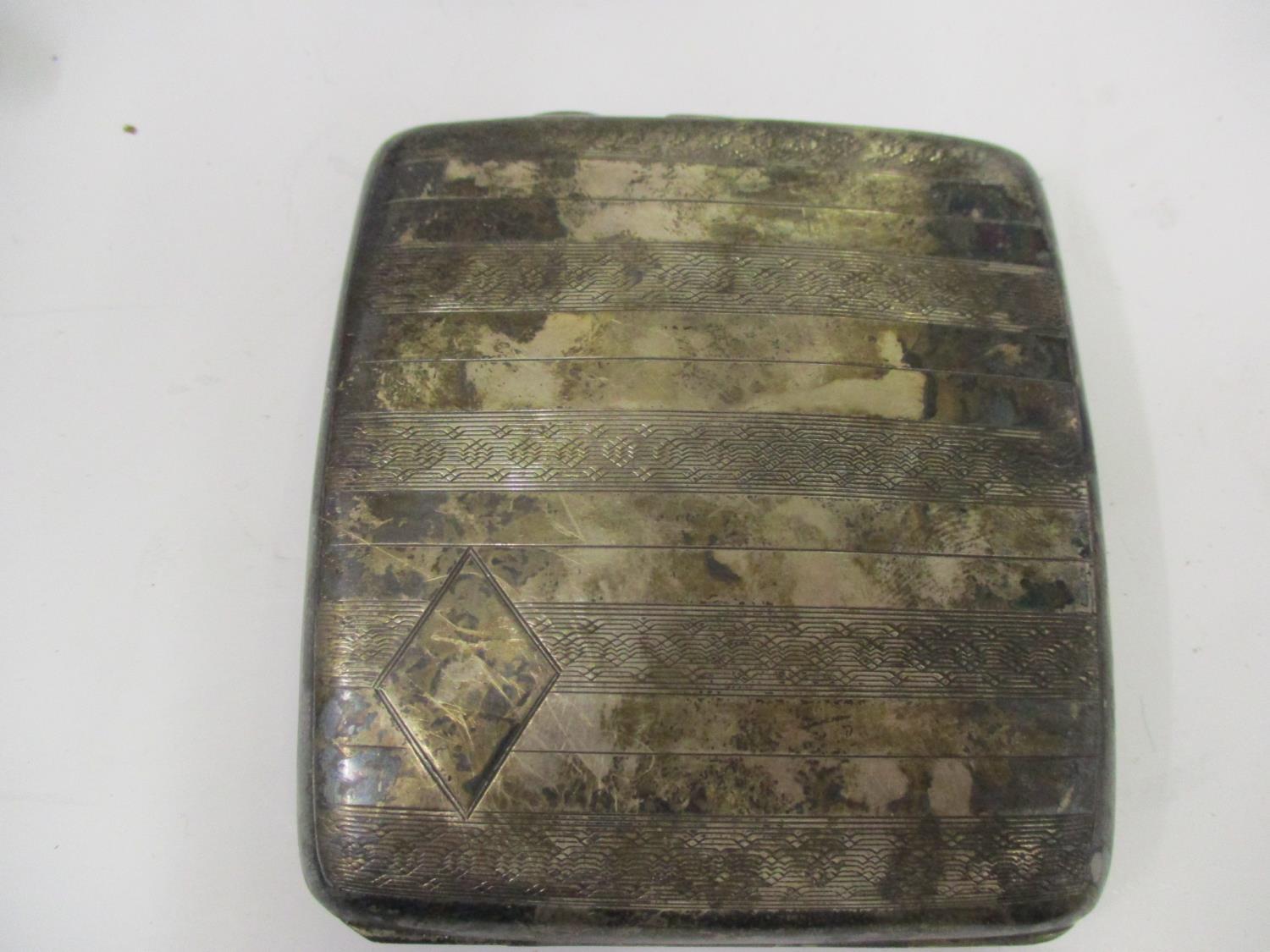 A silver engine turned cigarette box, 84.5g, a British Airways Concorde silver pill box, 20.70g, - Image 3 of 3