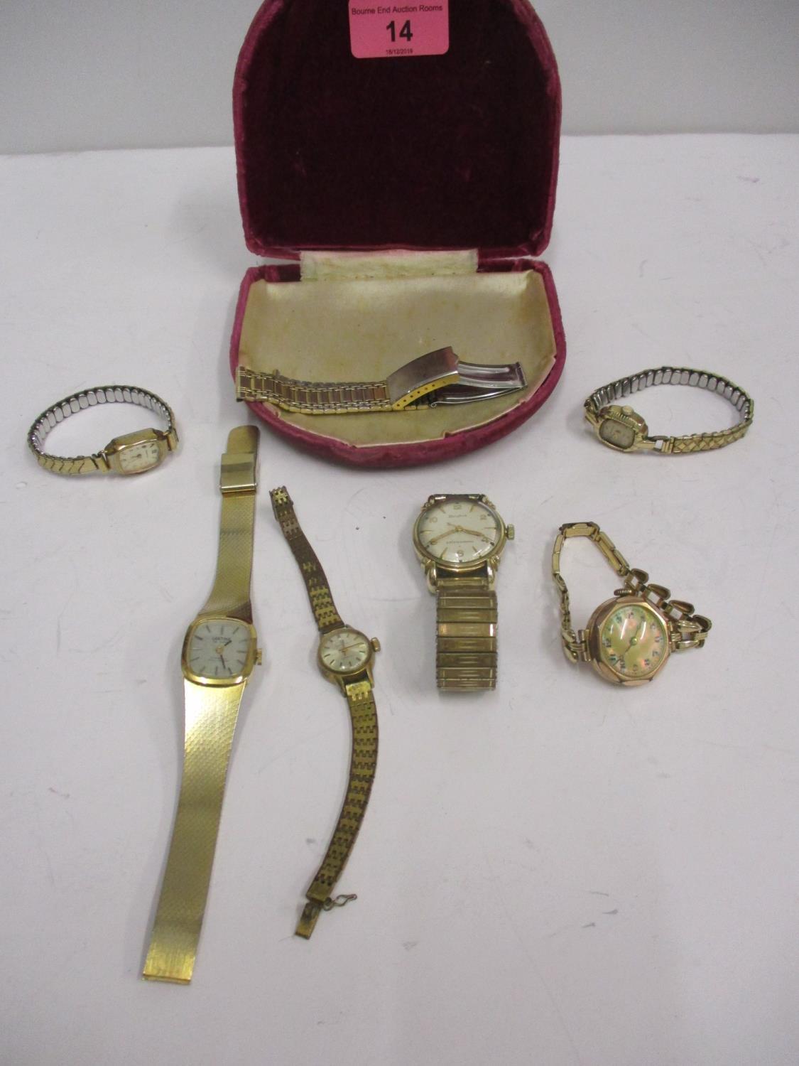 Mixed watches to include two Bulova's, one having a gold case and a 1930s gold cased wrist watch