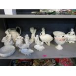 A mixed lot of Victorian and later Blanc de Chine figures and bowls to include Royal Worcester,