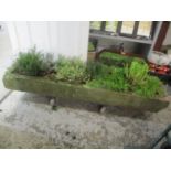 A large stoneware garden trough planter, 6 1/2" h x 61"w