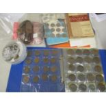 A selection of mixed coins in albums and loose, to include shillings, crowns, together with coins