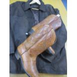 An FTX County brown leather gents coat, size XL. 52" chest x 30" long (condition: zip requires