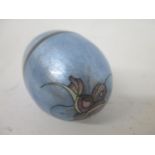 A late 20th century silver enamelled egg by Maureen Edgar, Edinburgh 1983, decorated with a