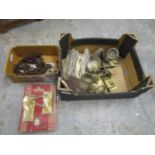 A box of miscellaneous keys, brass locks and other door furniture