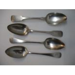 Four George IV silver tablespoons comprising of a pair of Old English pattern by I B London 1827 and