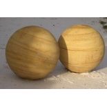 A pair of sandstone Spheres 10in D