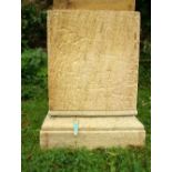 A carved sandstone Plinth 1ft 10in H