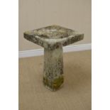 A carved stone Bird Bath with square top, 24in H