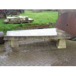 A large Portuguese sandstone Table of quadrant shape, 8ft 6in