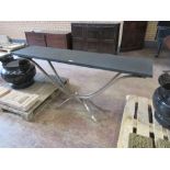 A slate topped Console Table on metal base, 6ft W