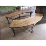 A pair of curved Kadai Benches, 5ft 1in L