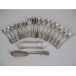 Ten Victorian silver Teaspoons and six Grapefruit Spoons, kings pattern, London 1876, and a