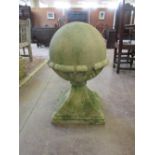 A pair of carved sandstone Acanthus Gate Pillar Balls 2ft 2in H