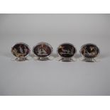 A set of four George V silver and tortoiseshell Menu Holders decorated game birds, London 1913,