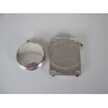 A George V silver small circular Compact, Chester 1911, and a square Compact with lipstick holder