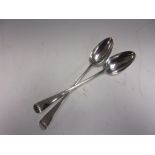 A pair of George III silver Gravy Spoons, old english pattern engraved initial G, London 1796